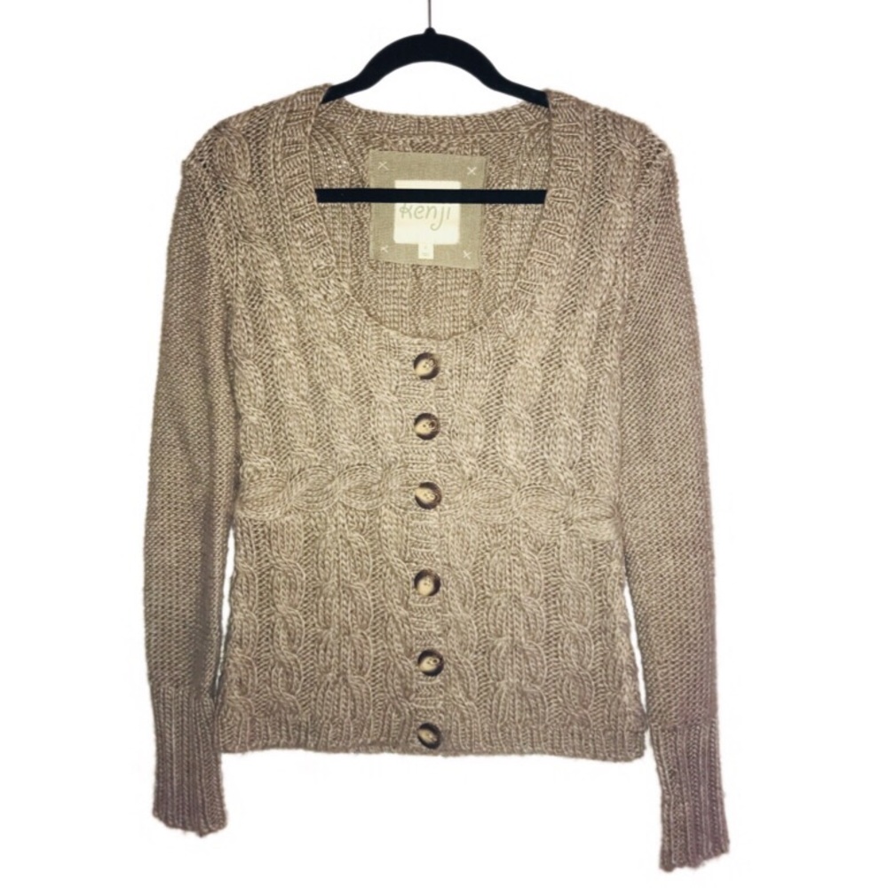 🌸Alpaca & Wool Button down tan sweater.